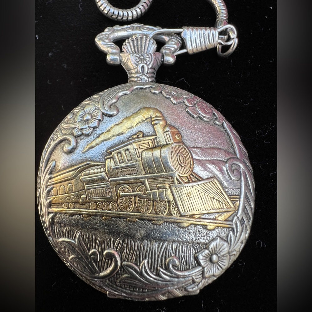 Vintage LTD  Train Pocket Watch Pendant